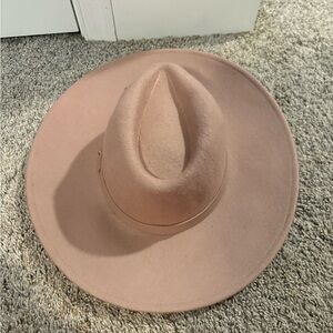 Mauve felt wide brim hat